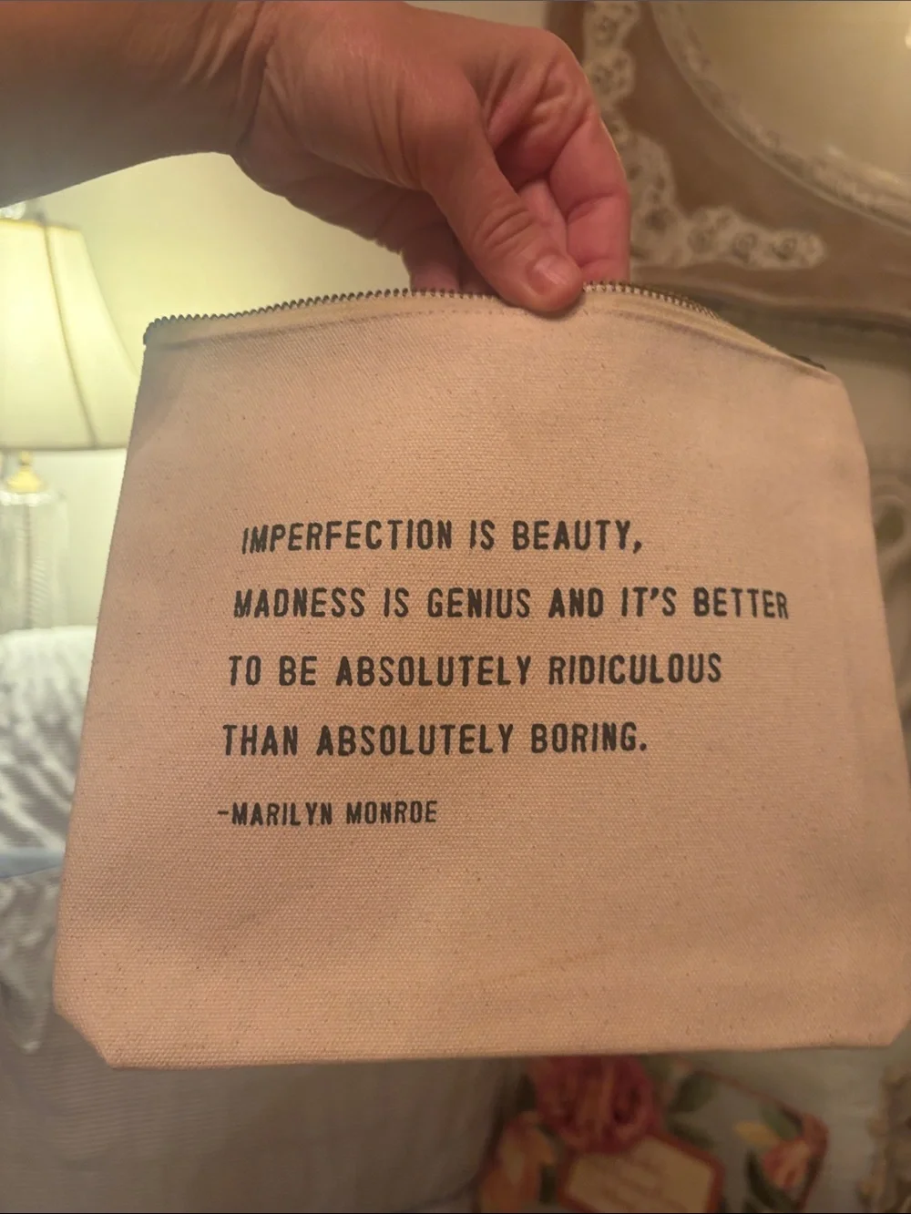 Marilyn Monroe famous quote,cosmetic case.NWOT